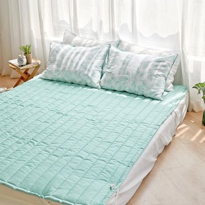 오아시스 시원한 인견 밴딩 침대패드, 그린