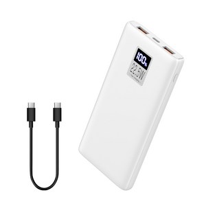 고속 보조배터리 10000mAh PD 22.5W 슬림 보조배터리 잔량표시 기내반입 가능, 흰색/White