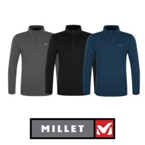 [백화점 매장판] 밀레 MILLET 남성 간절기 하프집업 티셔츠 봄 가을 남자 등산 아웃도어 데일리 패션 일상 베이직 기본 긴팔티셔츠