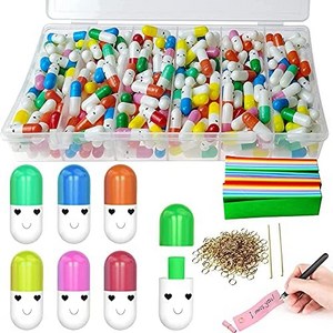 캡슐편지 300개 메시지 봉투 용지 알약 이모티콘 미소(패턴 색상 무작위), 유색