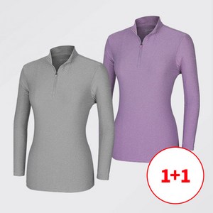 [스타일랑] (1+1) 여성 프리미엄 빅사이즈 긴팔 등산 아웃도어 티셔츠_예쁜걸 스판 집업 티셔츠