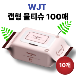 비컴 화이트 물티슈 캡형, 50g, 100매, 10개