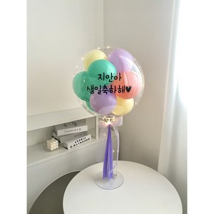 당일발송 완제품 ) LED 후기 이벤트 레터링풍선 커스텀풍선 생일 백일 첫돌 파티, 20인치 버블 태슬형, 1개