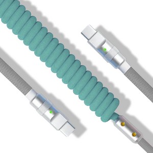 파카이 C to C 컬러 스프링 항공 케이블 시리즈, 1개, 에메랄드&그레이, 1m