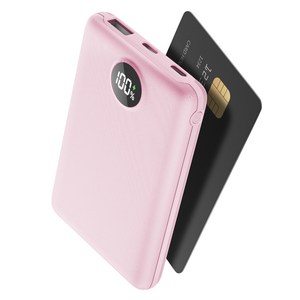 UOOFON 고속충전 미니 보조배터리 10000mAh PD 22.5W QC3.0 LED 잔량표시 포켓 휴대용+20W C타입 케이블, 핑크, N2