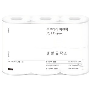 생활공작소 두루마리 천연펄프 3겹 고급롤화장지, 27m, 6롤, 1개