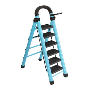 GBKING 접이식 사다리 가정용 작업용 공업용 6단 계단형 사다리 안전발판사다리 A형사다리 파란색, 1개