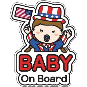 긱베어 아기차량 아이가 아기가 타고있어요 스티커 반사 자석, US여아, 1개