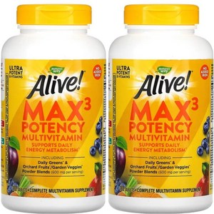 네이쳐스웨이 얼라이브! 맥스3 데일리 맥스 포텐시 멀티-비타민 타블렛, 180정, 2개