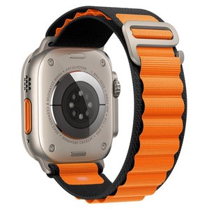 Fegwilde 애플워치 울트라 호환 스트랩 나일론 스포츠 알파인 루프 10 46mm 9 8 7 3 SE 2 40mm 38mm 41mm 44mm 42mm 45mm 49mm 밴드, 블랙 오렌지