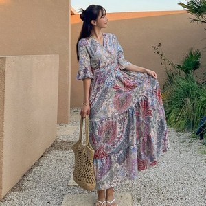 비키비키 다미아 원피스 롱 플라워 체형커버 캉캉 여자 바캉스 비치웨어