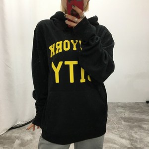 남여공용 뉴욕시티 프린팅 기모 후드티