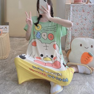 더봉 여성 오버핏 이지핏 반팔 파자마원피스 잠옷 홈웨어