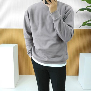 로니제이 남녀공용 오버핏 데일리 면 쭈리 기모 코튼 무지 맨투맨