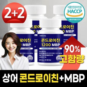 상어연골 콘드로이친1200 상어 콘트로이친 식약청인증 웰큐미업, 4개, 60정