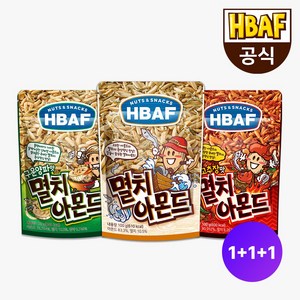 [HBAF] 바프 멸치아몬드 100g 3봉 골라담기 (1+1+1), 옵션 3 (매/매/매), 3개