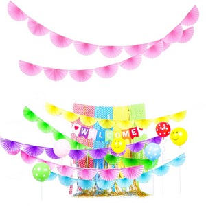 파티쇼 반달 팬 파티 가랜드 5종 생일 기념일 행사 축제 홈파티 장식 소품, 라이트핑크