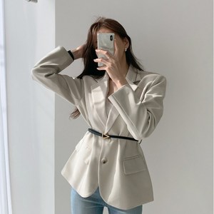 [에이진] 심플 트렌디 벨트 믹스 블레이저 자켓 (2colors)