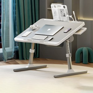 Roomxyd 베드테이블 침대테이블 좌석테이블 노트북책상 침실테이블 거실테이블 높이조절 각도조절 업그레이드버전, 실버