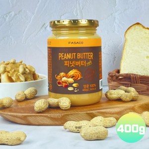 무첨가 순수 땅콩버터 100% 무가당 무설탕 피넛버터 볶은 땅콩잼 대용량, 1개, 400g