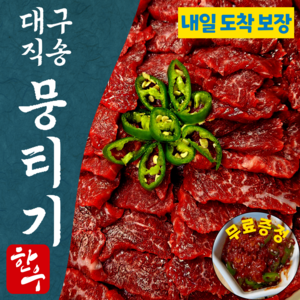 한우오빠 당일도축 한우 대구 뭉티기 육사시미 소고기 우둔살 생고기, 1개, 500g