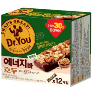 닥터유 에너지바 호두 컴팩트, 408g, 4개