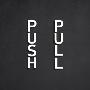 스튜디오투명 PUSH PULL 미시오 당기시오 표지판, 백색