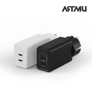 아트뮤 USB PD 65W PPS GaN 접지 듀얼 초고속 충전기 GC820, 블랙, 1개