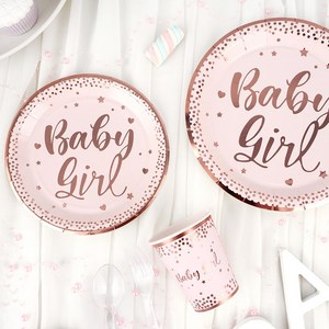 파티팡 파티접시 23cm 10p + 파티접시 18cm 10p + 파티컵 10p 생일 테이블패키지 10인세트, 2개, 베이비걸 로즈골드