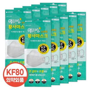 소확행몰 미세먼지차단 끈조절 특허 맑은하늘 황사마스크 KF80 대형 - 10개, 화이트, 1개입