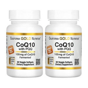 캘리포니아 골드 뉴트리션 CoQ10 코큐텐 PQQ 유비퀴논 100mg 60캡슐, 2개, 60정