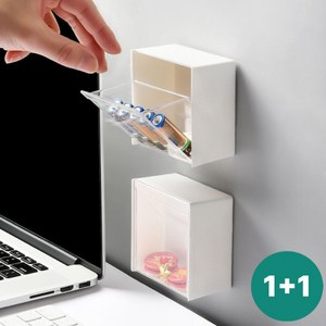 애쉬홈 부착식 다용도 수납함 화장실수납함 면봉케이스 2p, 1세트