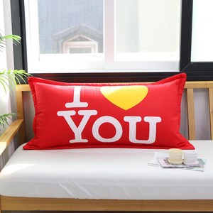 쇼파 침대 대형 등받이쿠션 등쿠션 솜포함 30종, 아이러브(솜포함), 레드