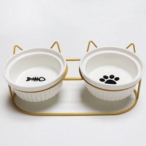 반려동물 식기세트 강아지 밥그릇 고양이 물그릇, 1개, 검정거치대+식기세트