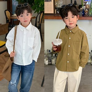 소소키즈 남아 무지 카라 긴팔 셔츠 유아 아동 키즈 주니어 봄 가을 외출복 나들이복