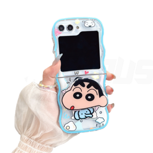 CASEJ 갤럭시 플립4 플립5 짱구 액숀가면 초코비 거치 스마트톡 젤리케이스