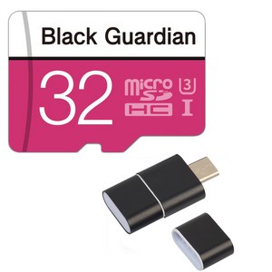 블랙가디언 자동차 블랙박스메모리카드 16G 32G 64G 128G 마이크로SD MLC, 32GB+C타입리더기세트