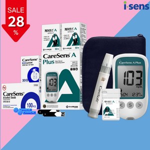 케어센스A 혈당측정기 + 시험지 100p + 알콜솜 100p + 채혈침 100p + 채혈기, 1개, 1세트