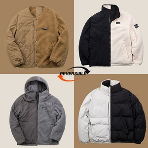 스타일에스 남성 여성 빅사이즈 뽀글이 양털 후리스 양면 패딩 점퍼