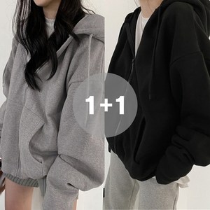 여성 기모 후드 집업 1+1 긴팔 점퍼 2개세트 여자아우터