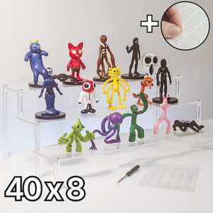 피키지기 40 x 8 아크릴 투명 3단 진열대+고정젤테이프 1set(40ea)포함/피규어 화장품 디스플레이, 1개