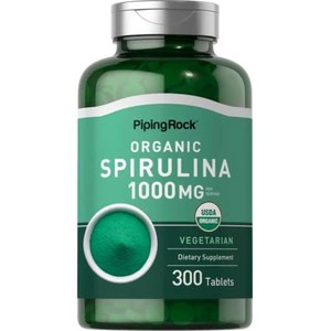 Piping Rock 유기농 스피루리나 태블릿 1000mg  300정 채식주의자 GMO, 1개