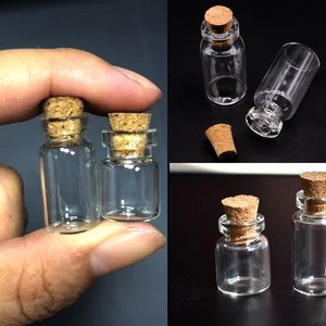 코르크병 작은 유리병 용기 미니병 유리 공병 코르크 뚜껑, 코르크뚜껑, 1개, 2ml