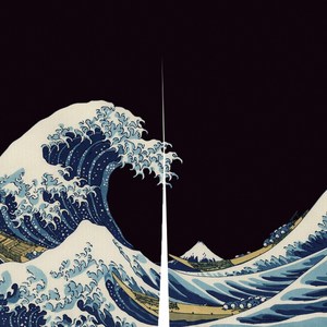 구다폼 출입구노렌 The Great Wave / 우키요에 일식 가림막 커텐 / 가나가와 인테리어 디자인 소품