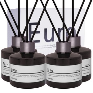 유로 진짜디퓨저 실내 화장실 인테리어 200mlx4개+섬유리드20개, 블랙베리앤베이, 200ml