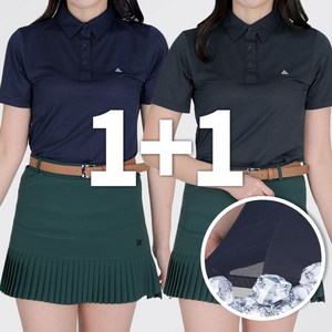 [이지바이] (1+1) 퓨어 여성 쾌적한 빅사이즈 카라 반팔 티셔츠