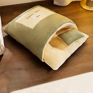 PCTN 고양이 이불베개세트 숨숨이불방석 강아지 이불배게세트 Pet Bedding Set, PCTN 그린, 1개