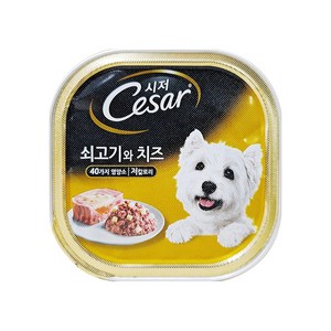 시저 반려견 주식캔, 쇠고기와 치즈 (1세 이상), 100g, 4개