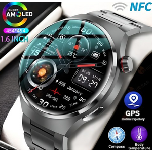 스마트 측정 시계 워치 손목 체크기 화웨이 GT4 프로 GPS NFC 남성용 360360 AMOLED 화면 심박수 블루투스 통화 IP68 방수 남자 스마트워치 20, NFC Watch GT4 Pro, Brown leather belt, 1개