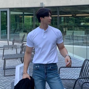 ANYOU 남성용 헨리넥 셔츠